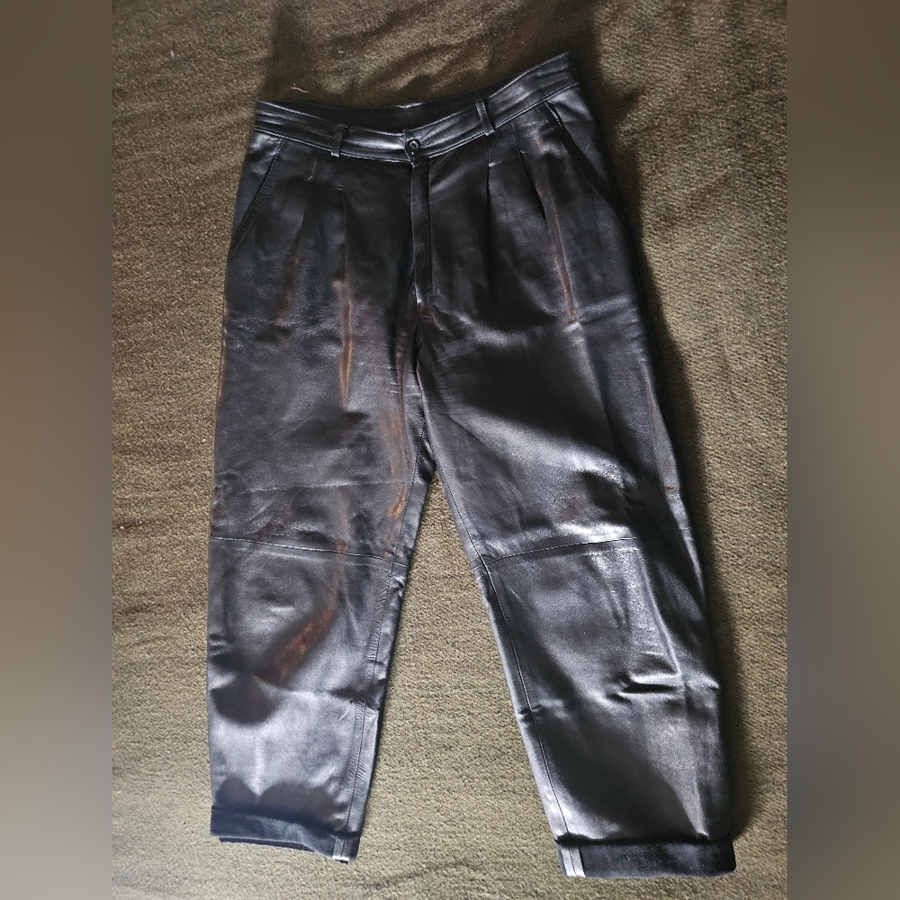 Michael Lipsic Paris, Vintage 80's Black Leather Pants